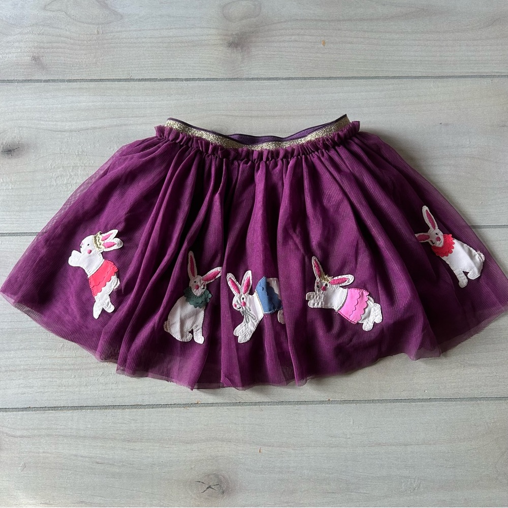 Mini Boden Plum Tulle Skirt with Bunny Appliques